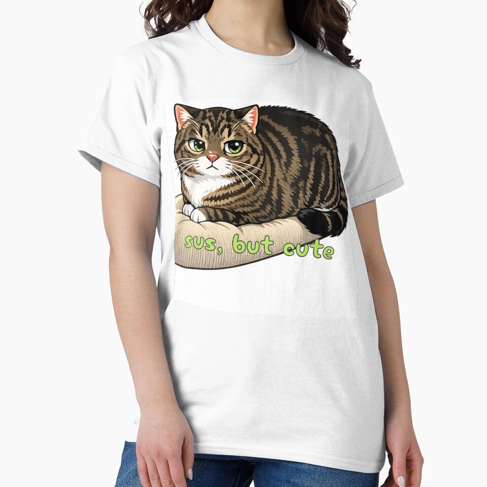 Sus, But Cute – Kawaii Judgmental Cat Illustration by Pickled Poppies