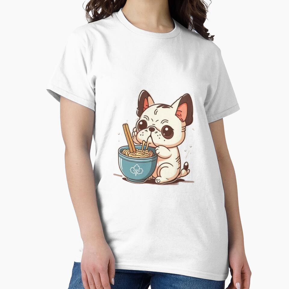 Frenchie eating Ramen French Bulldog by PetsEnough
