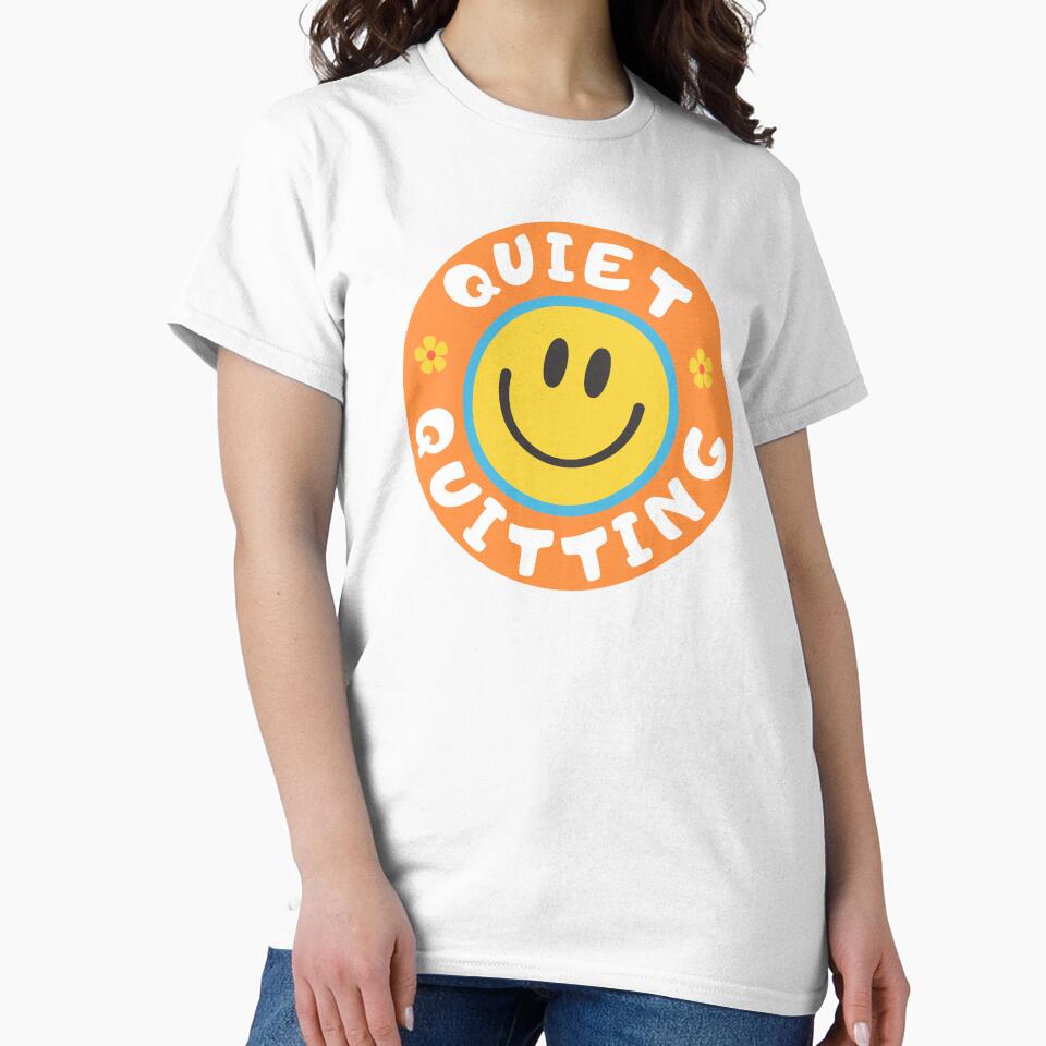 Quiet quitting quote - happy emoji smiley in hippie style by SICK-SENSE