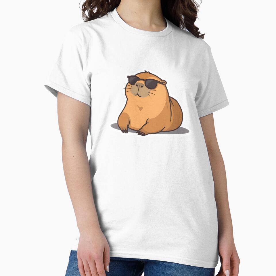 Cool Capybara Sticker – Relaxed Rodent with Sunglasses Cartoon Design by StickerNexa