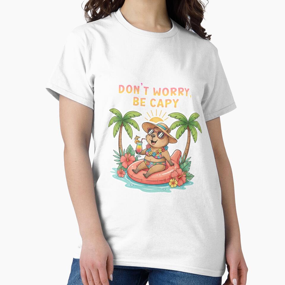 Be Happy, Be Capy! – Tropical Capybara Vibes Design by Sun Sand & Sea Art