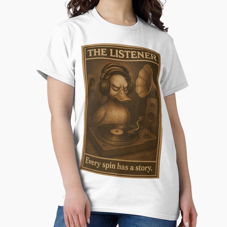 The Listener – Vintage Vinyl Poster (Every Spin Has a Story) by TeeTimeTreasure