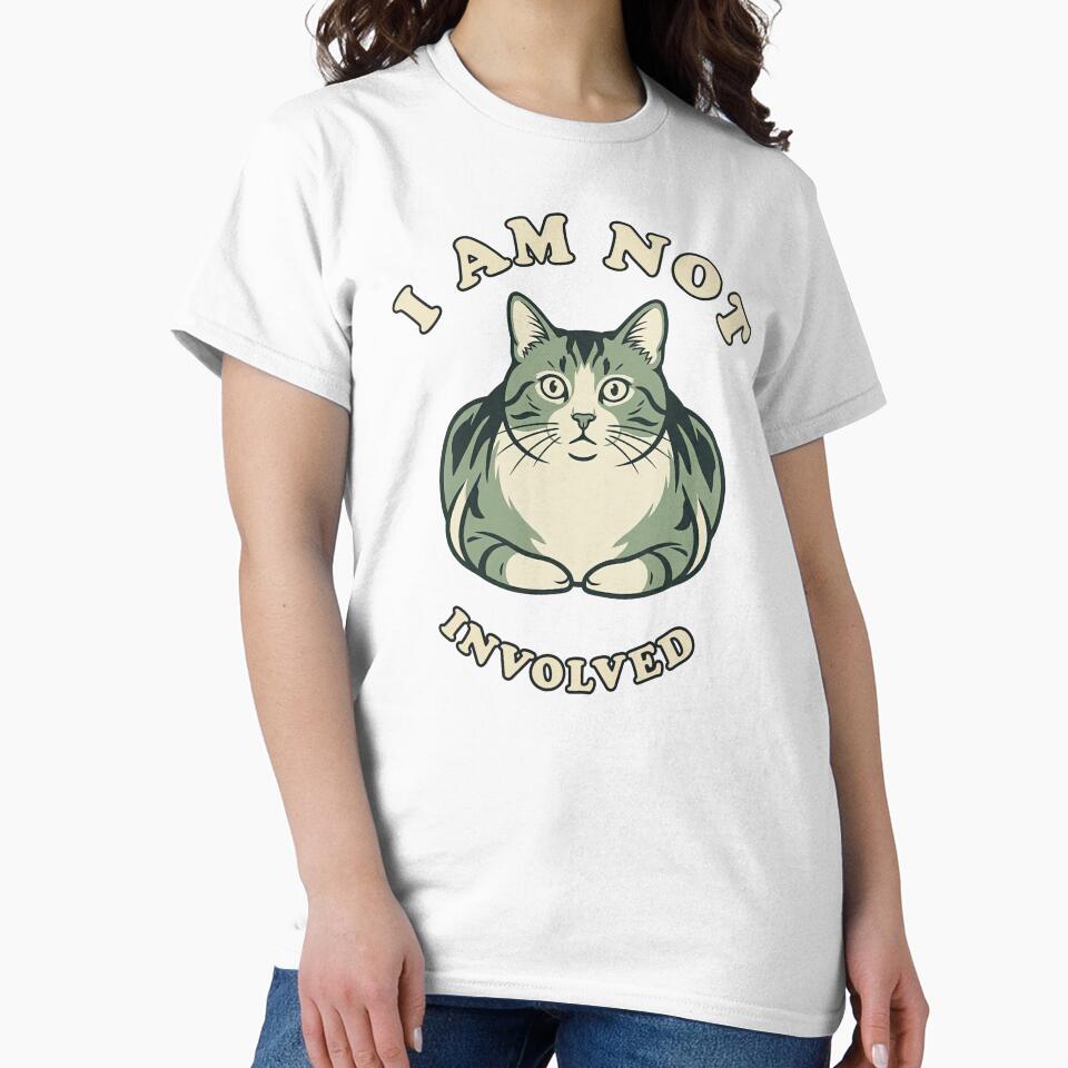 I Am Not Involved | Funny Suspicious Tabby Cat Graphic by Akio Saiko