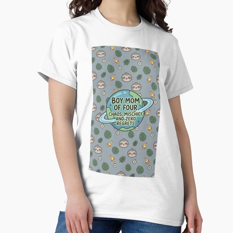 Boy Mom of 4 Cute Sloth Space Planet Pattern by Itsheartshop