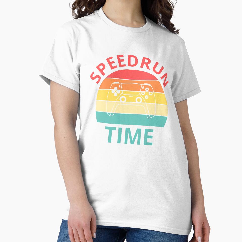 Speedrun Time Vintage Controller – Retro Stripe Gaming Design by PHRASEandSTYLE
