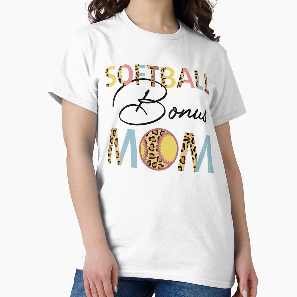 Softball Bonus Mom Softball Mom Leopard Mothers Day by cadieuxart