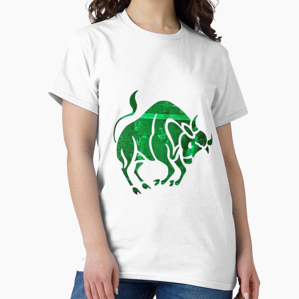 Taurus Zodiac Symbol Silhouette Design With May Birthstone Emerald Background by TacoRose