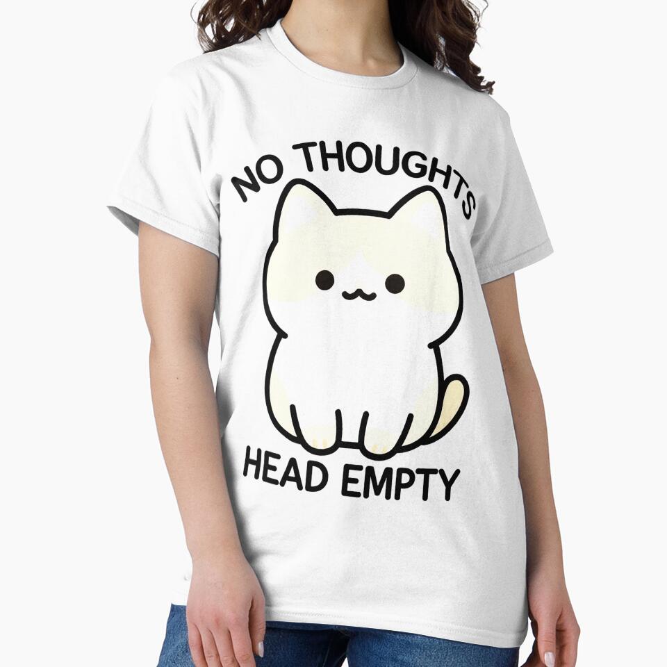 No Thoughts Head Empty Cat Meme Minimalist Design by AnimalAirtistry