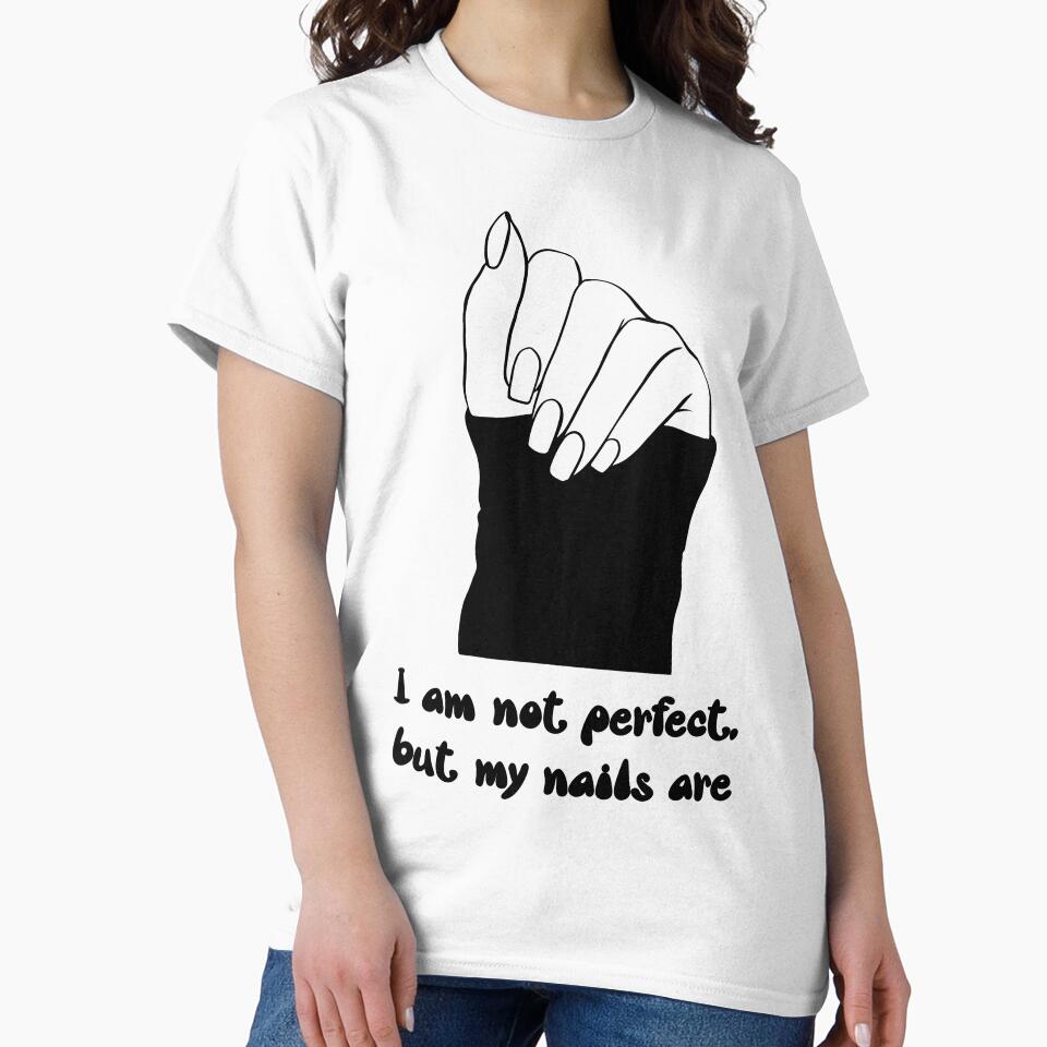 I’m Not Perfect, But My Nails Are – Black and White Minimalist Nail Art by EmeraldeaArt