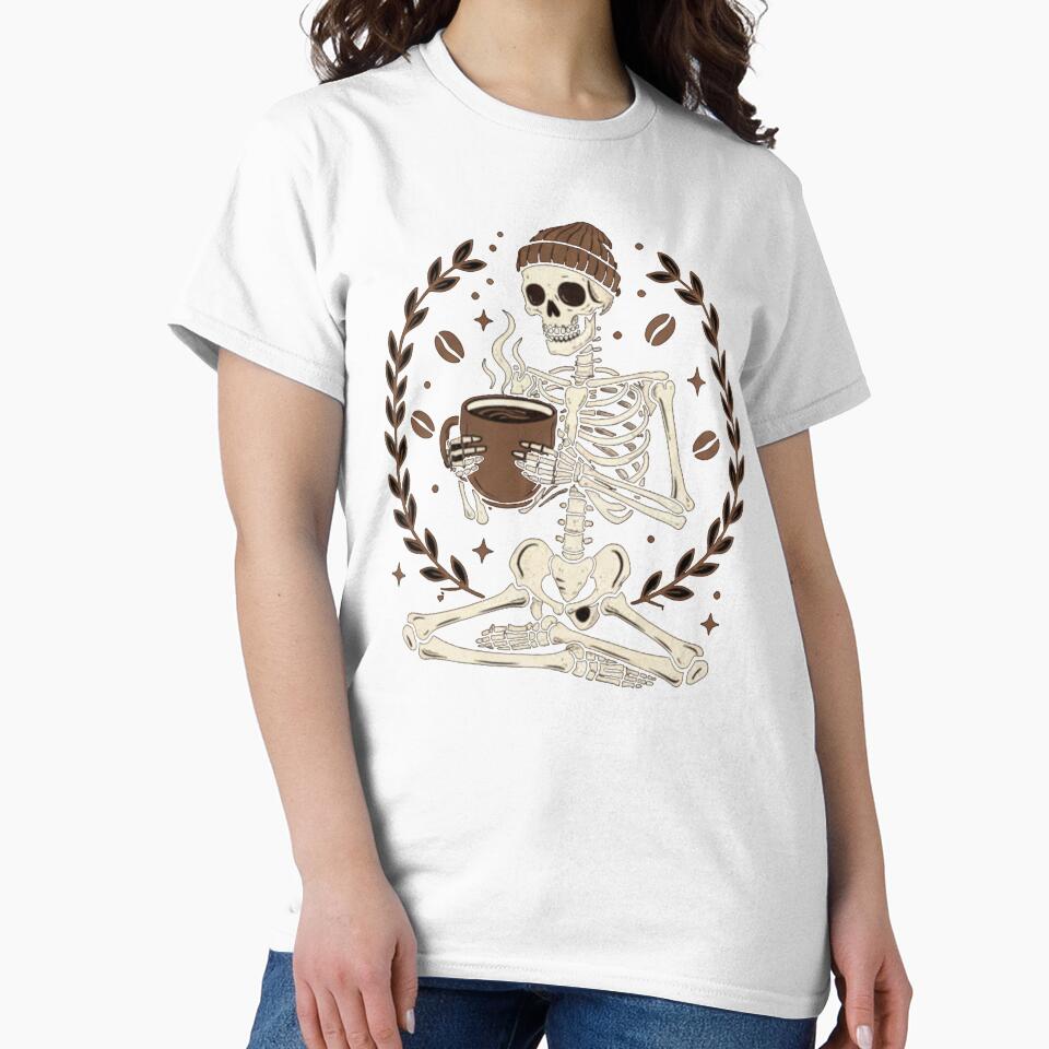 Skeleton Drinking Coffee in Lotus Pose by GALLERYCREATOR