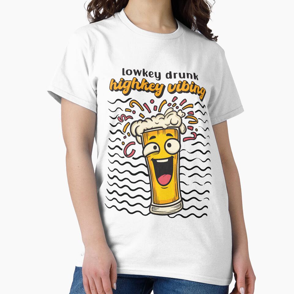 Lowkey Drunk, Highkey Vibing: Fun Beer Lover Party Mood Artwork by PurpleWingsArt