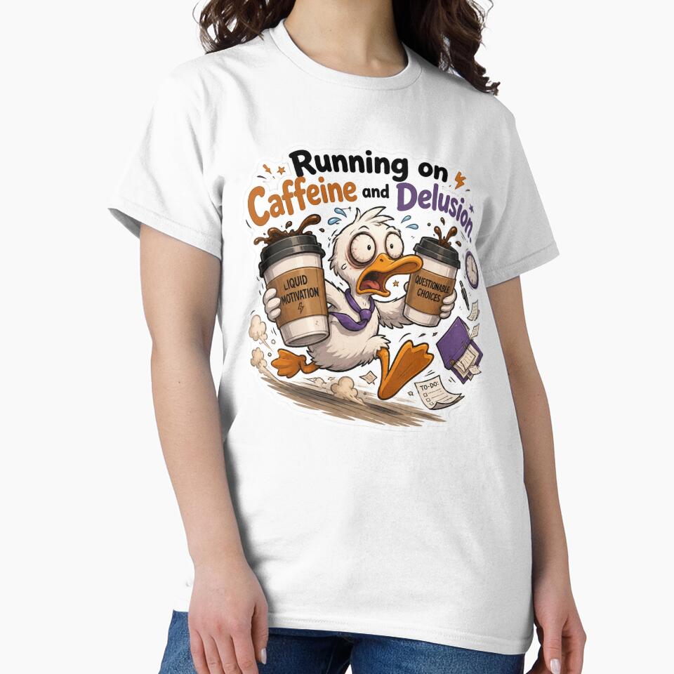 Funny Duck Running on Caffeine and Delusion by Softbear Atelier