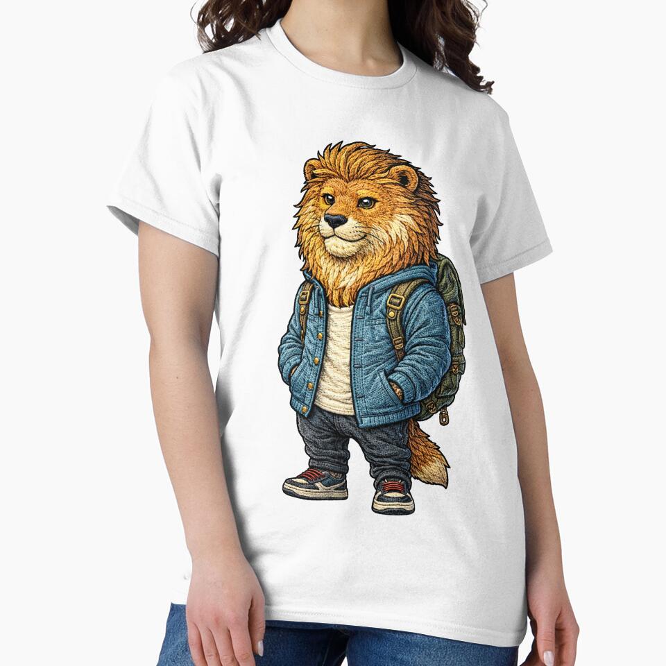 Travel Nomad Lion – Embroidered Patch Style Adventure Streetwear Animal Art by ColorSplash123