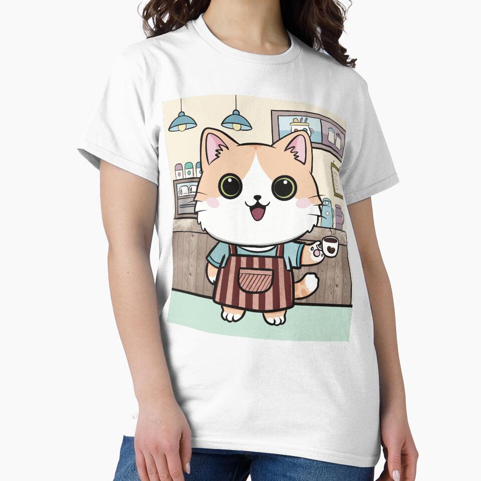 Cute Barista Cat Coffee Lover Design by Elizarfa