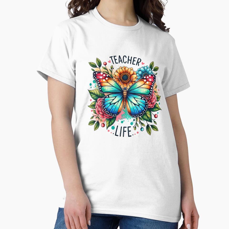 Teacher Life – Vibrant Butterfly & Floral Design for Educators by artedigital99