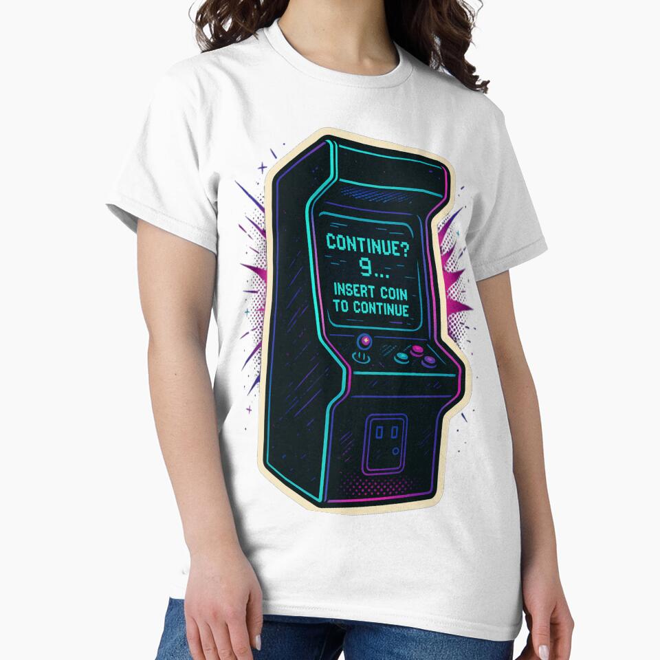 Retro Arcade Neon Sticker – Insert Coin to Continue 80s Gaming Glitch Art by JacobKAurumhead