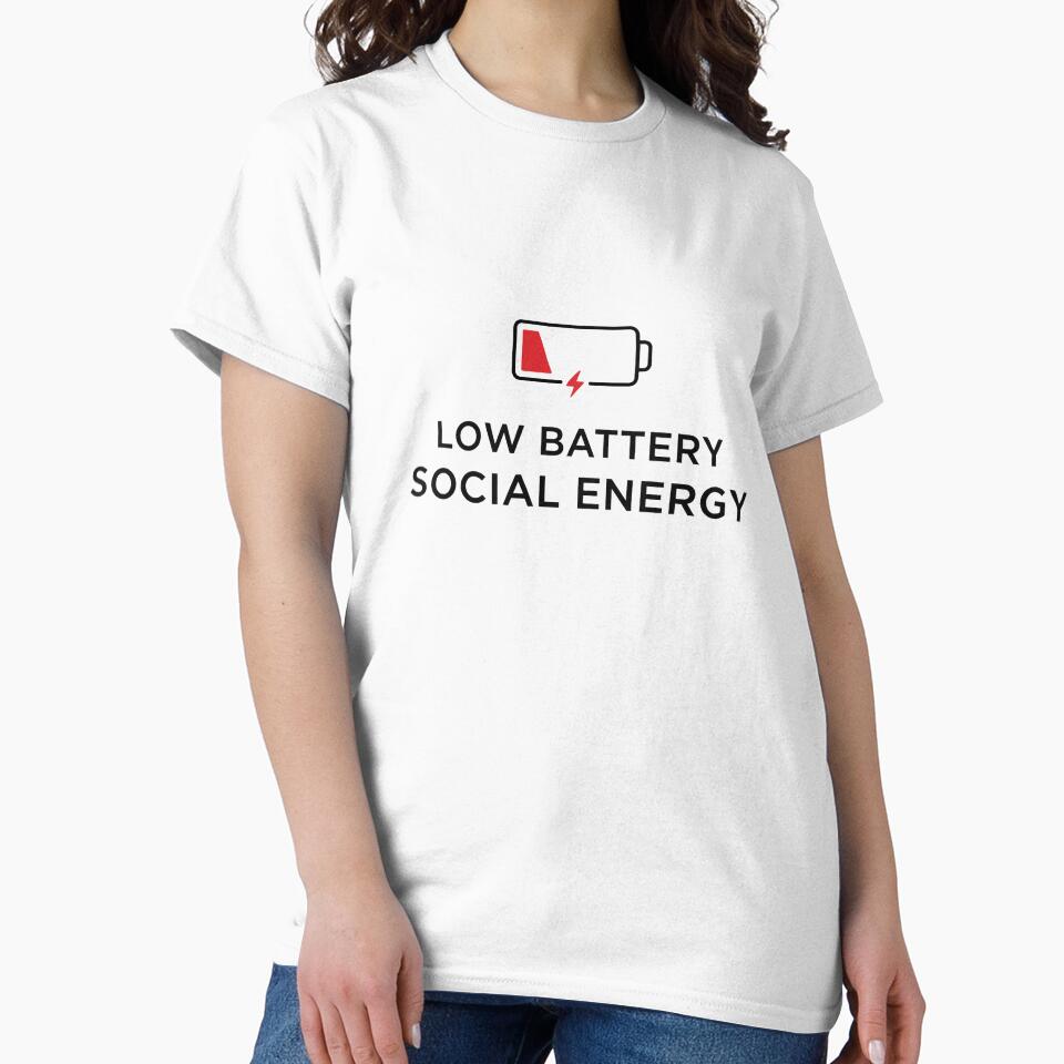Low Battery Social Energy Funny Sticker – Introvert Humor Minimal Aesthetic by MinimalMood Studio