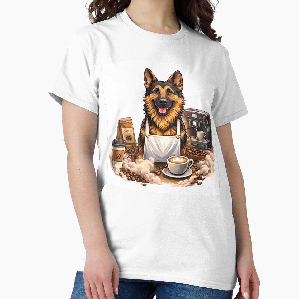 German Shepherd Barista – Coffee Lover Dog by Zampettalibera