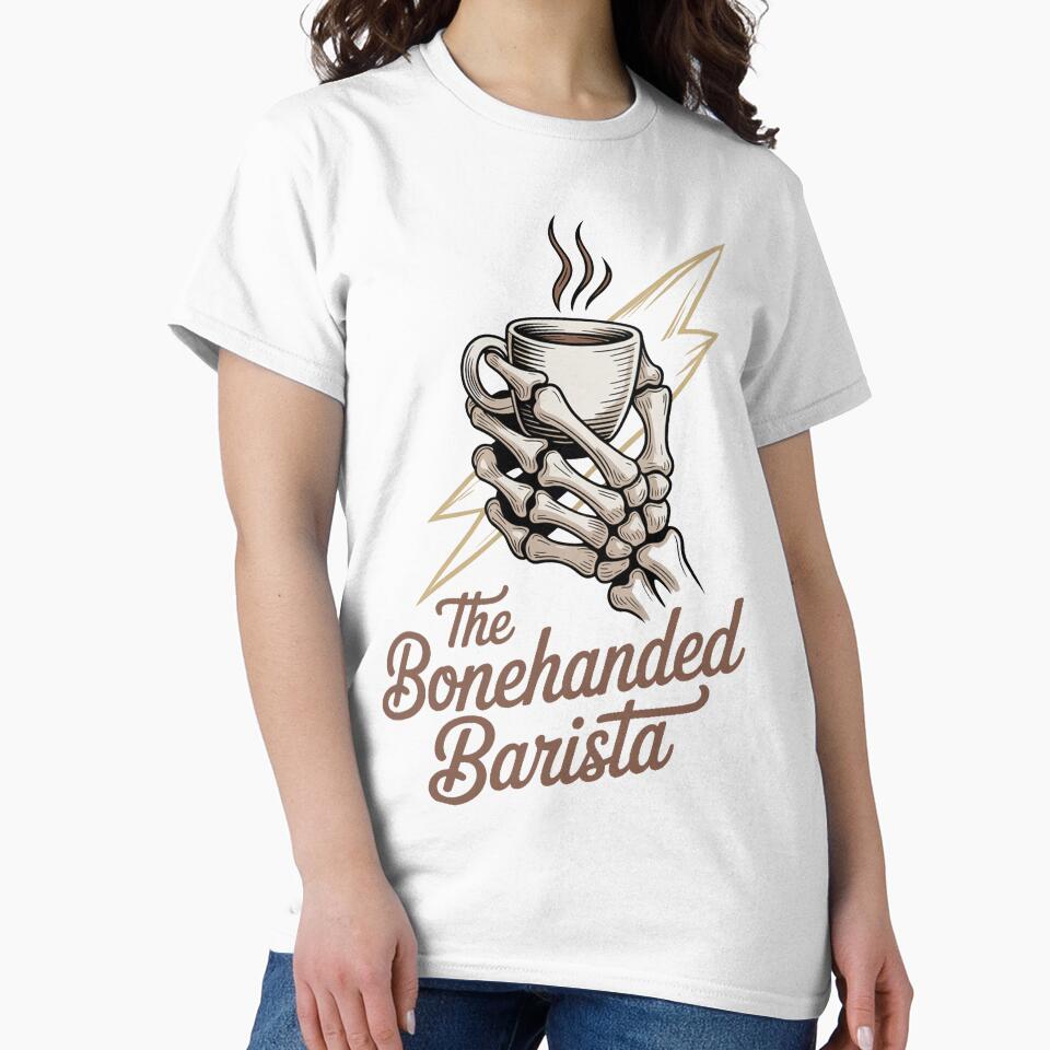 Bonehanded Barista Skeleton Holding Cup Logo - Light by Bonehanded