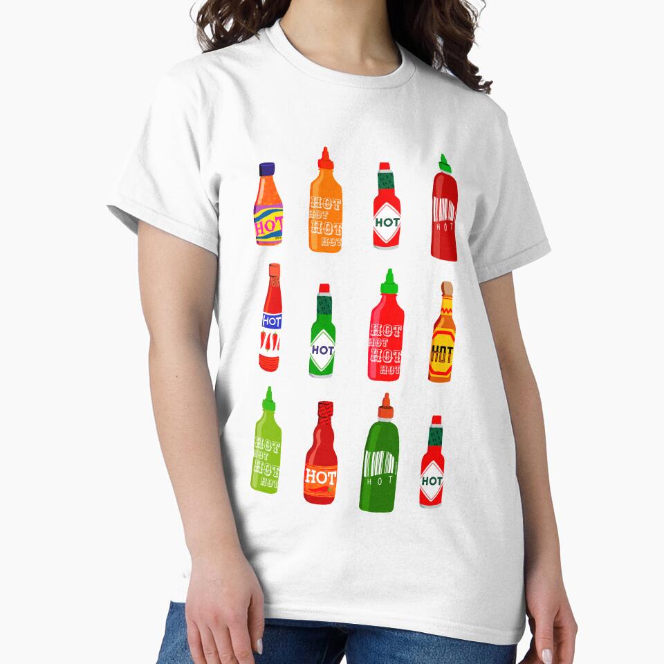 Hot sauce bottles! T-shirt by PrintsByCarrots