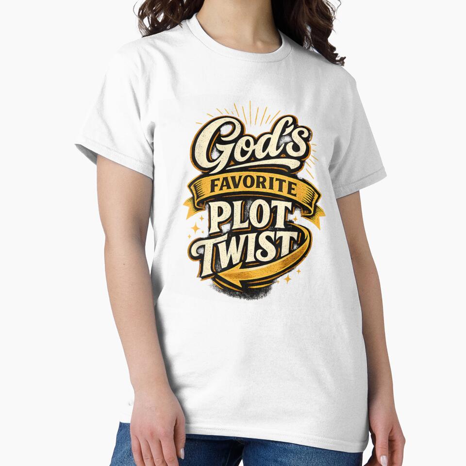 Gods Favorite Plot Twist Retro Typography Christian Faith Quote Aesthetic Design by YubitaLeLe