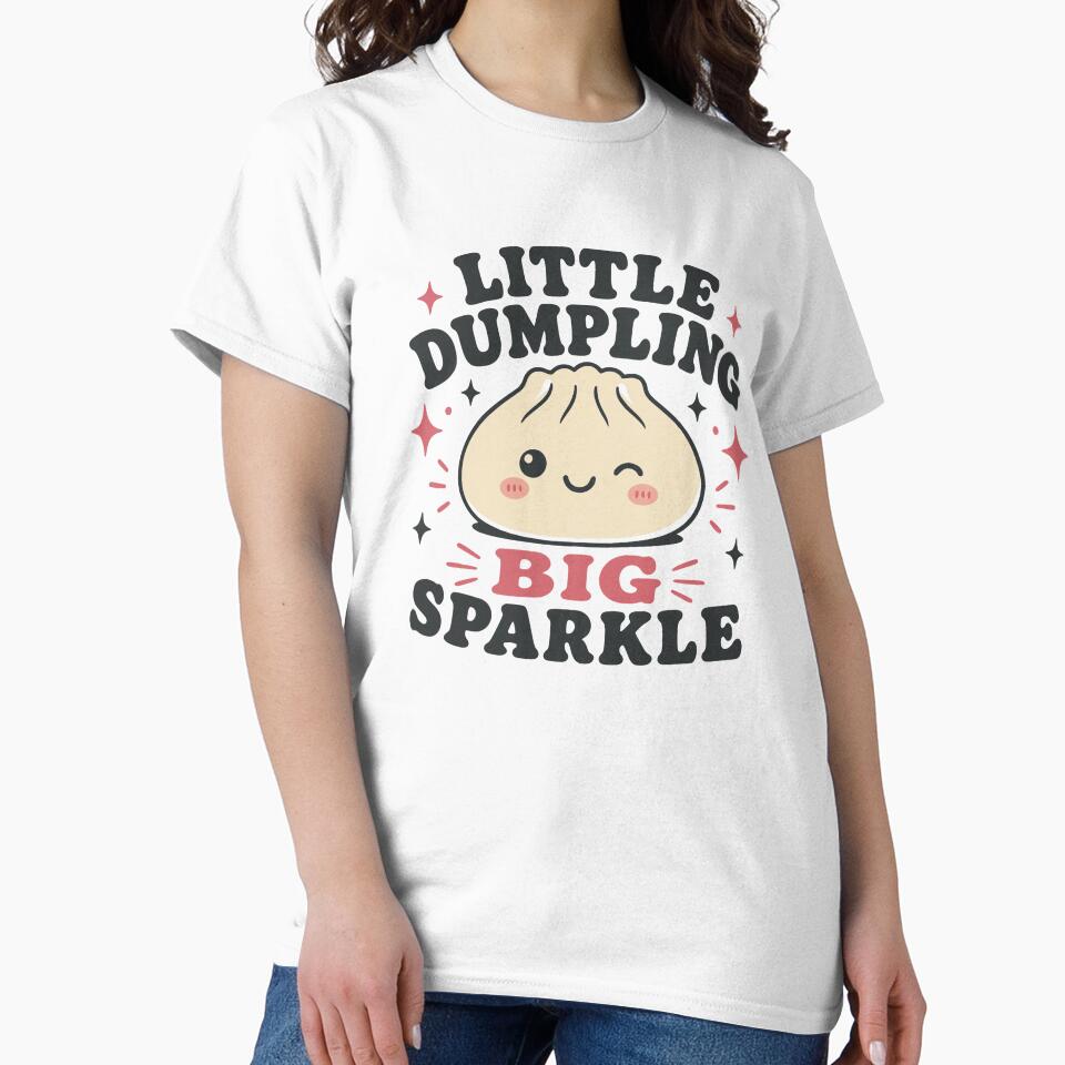 Little Dumpling Big Sparkle – Beige Kawaii Winking Dumpling Design by EmeraldeaArt