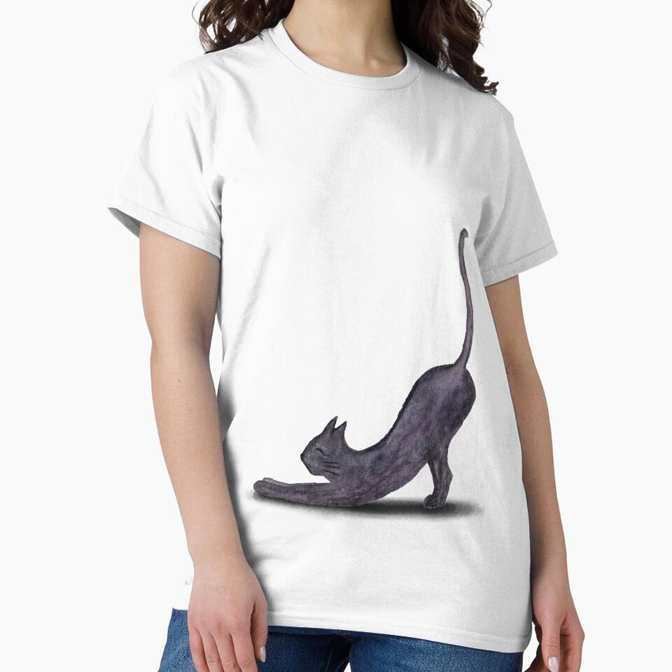 Big stretch! Purple Blob Cat - Hand Painted in Watercolour by SophieStockArt