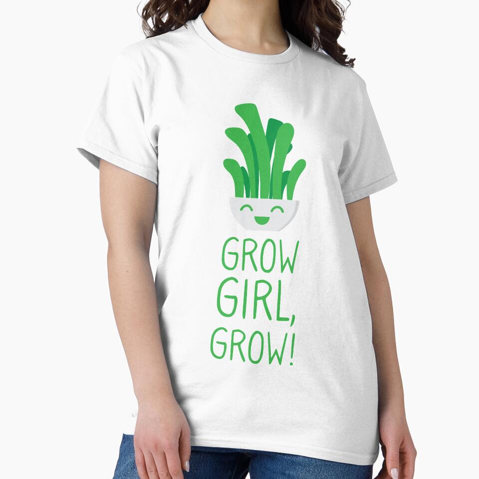 Motivational Grow Girl, Grow! Funny Pun Plant Design by StudioUnrefined