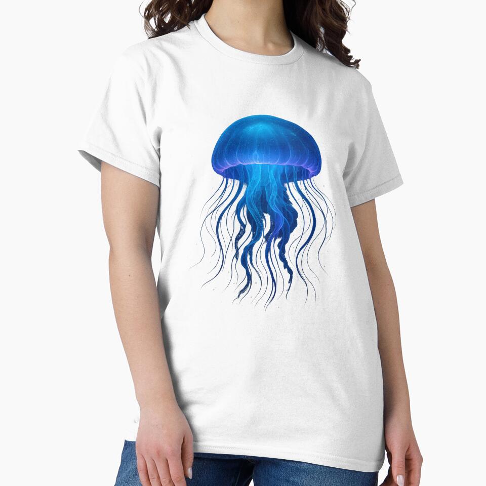 Blue Jellyfish Glow Ocean Art by MysticArtisan