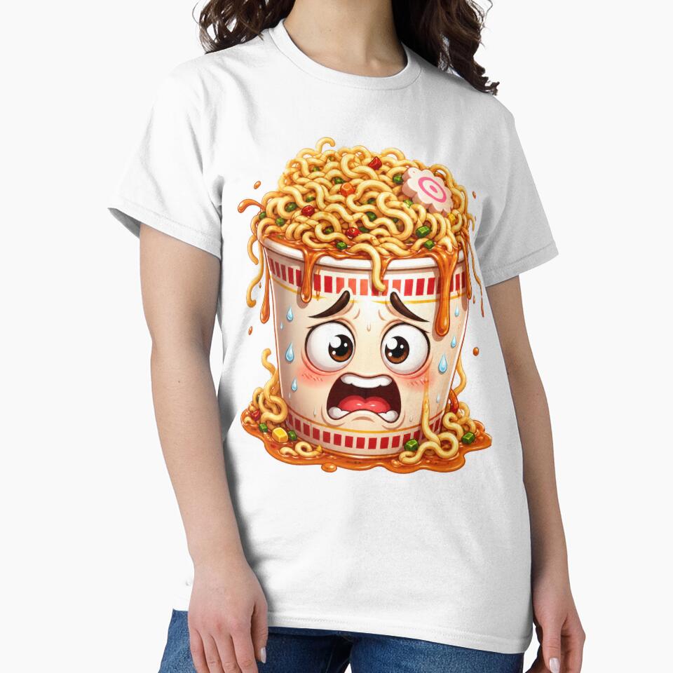 Stressed Overflowing Instant Ramen Cup Cartoon Character by jgvisualarts
