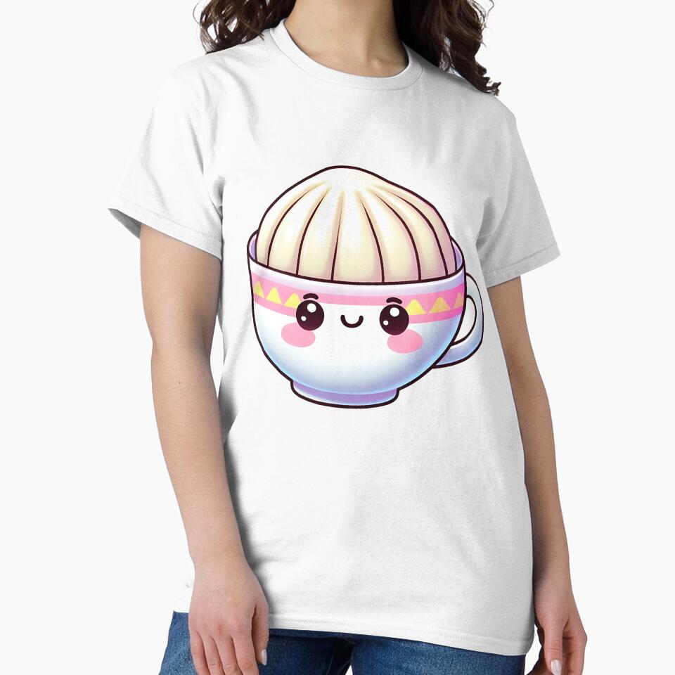 Cute Kawaii Dumpling in a Cup – Adorable Food Character Illustration by EmeraldeaArt
