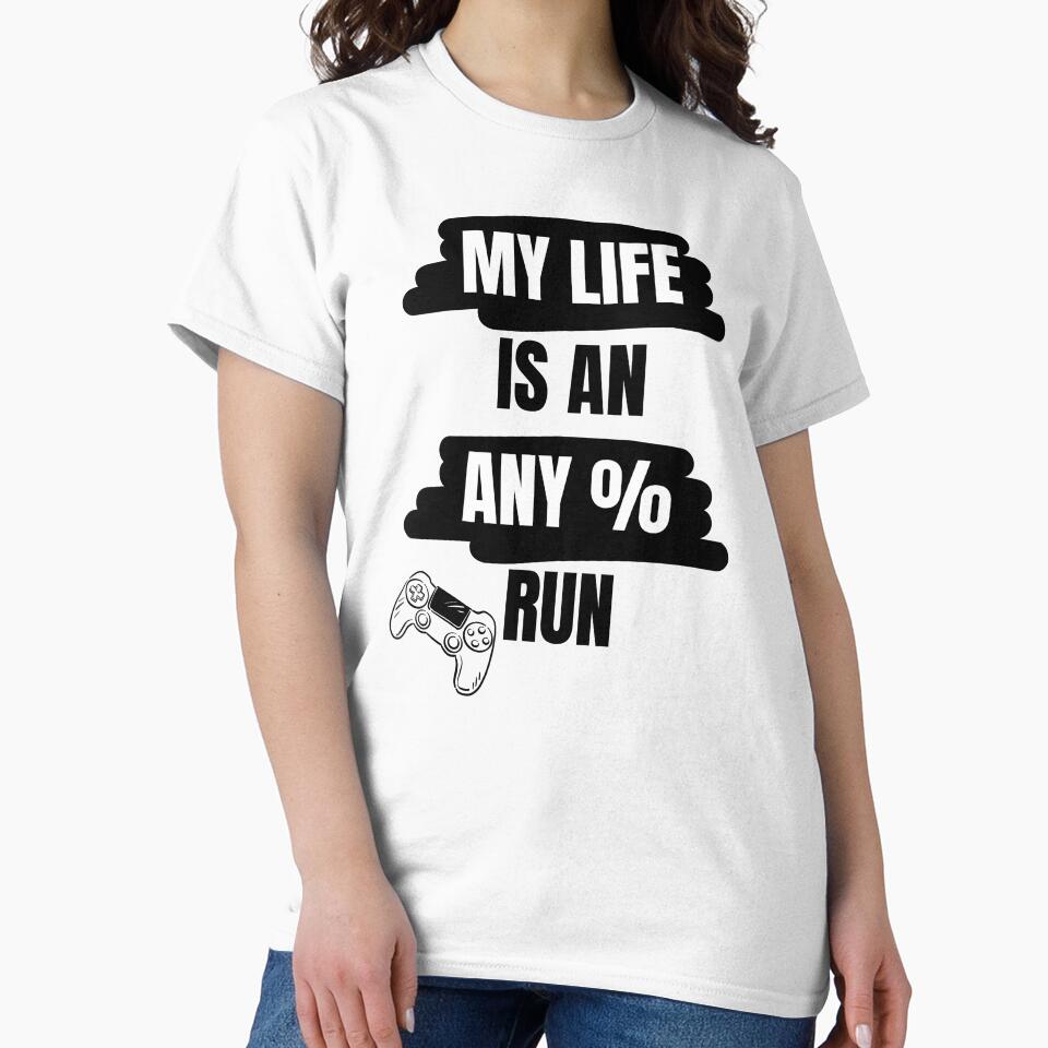 Bold Brushstroke Gamer Quote with Controller – My Life Is an Any% Run by PHRASEandSTYLE