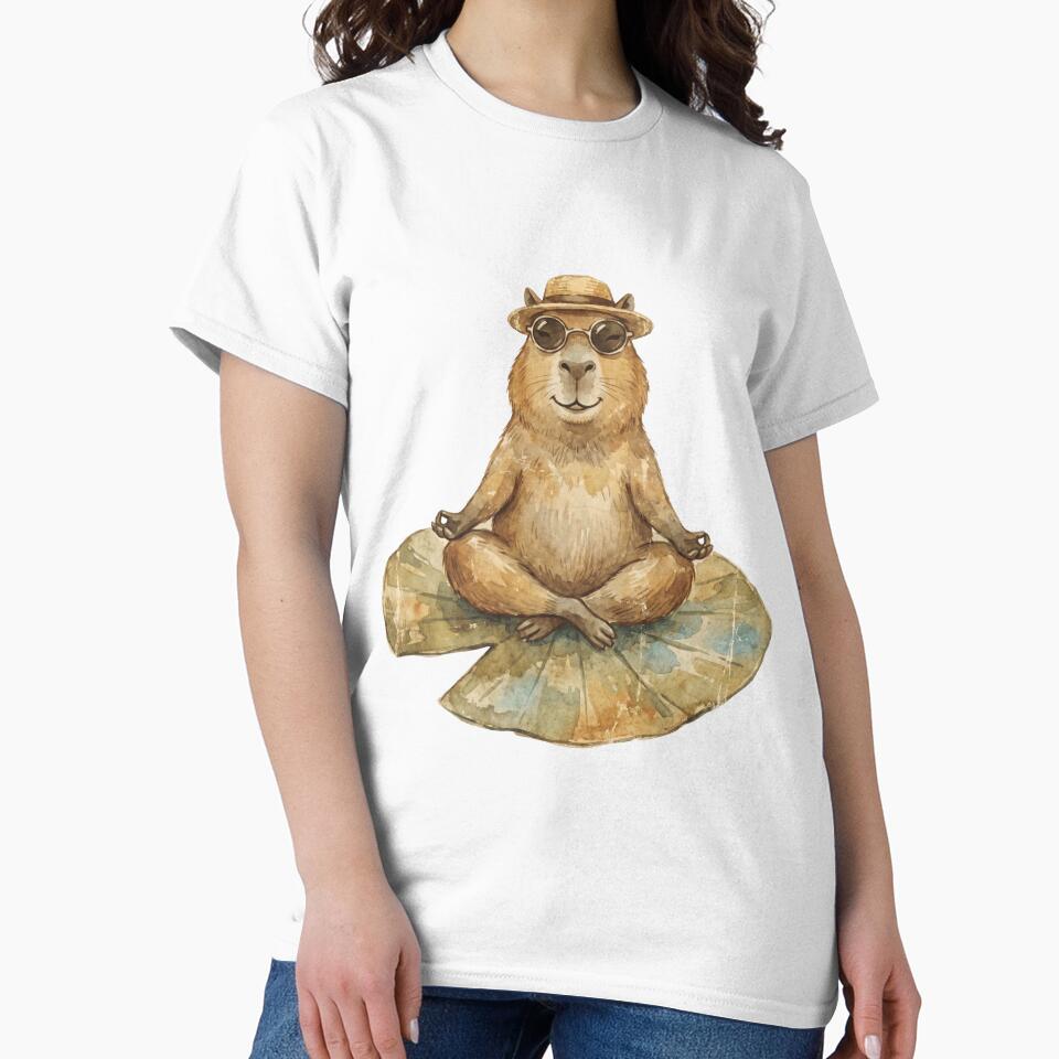 Zen Capybara Meditation - Watercolor Chill Vibes Art by MaynyStudio