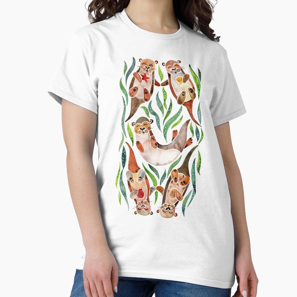 Five Otters – Green Seaweed by Cat Coquillette