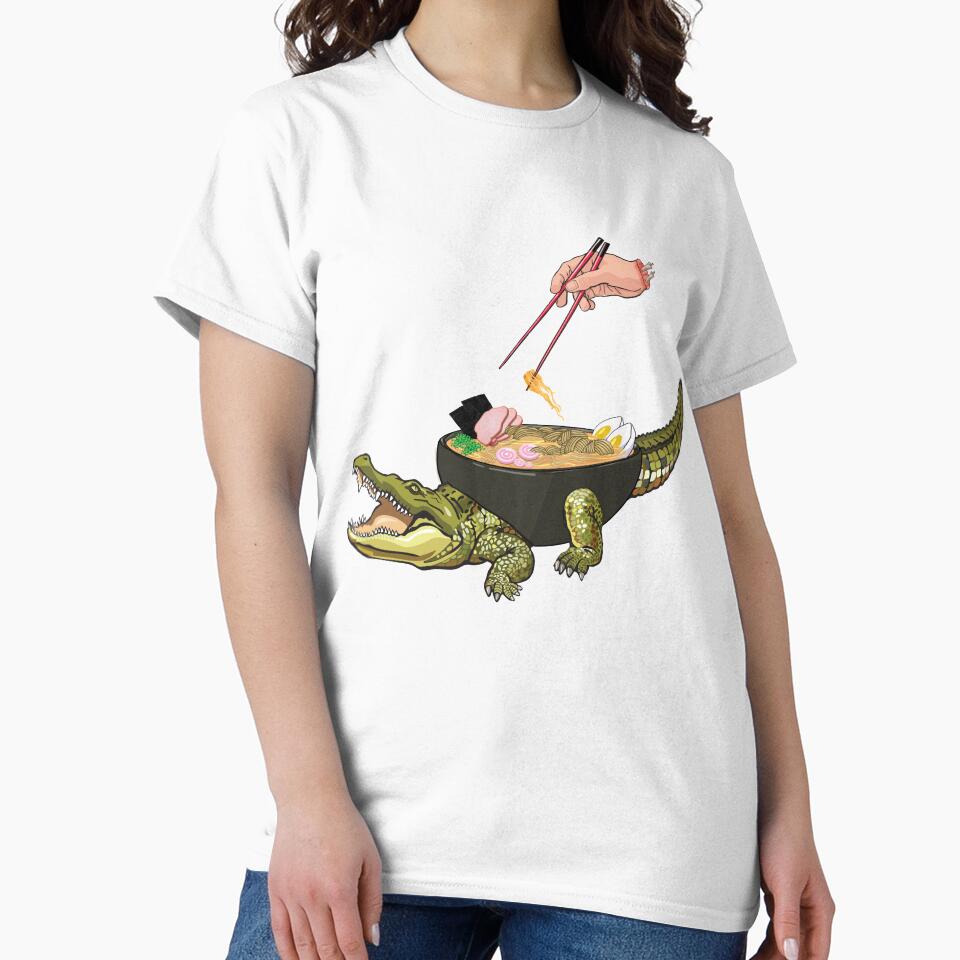 Ramen Noodles Shirt-Crocodile Alligator tee Noodles Crocodile by TeeARTHY