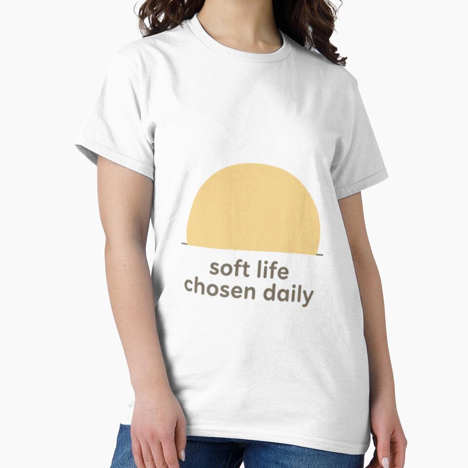 Soft Life Chosen Daily – Minimalist Aesthetic Typography Design by CosmicQuietStudio