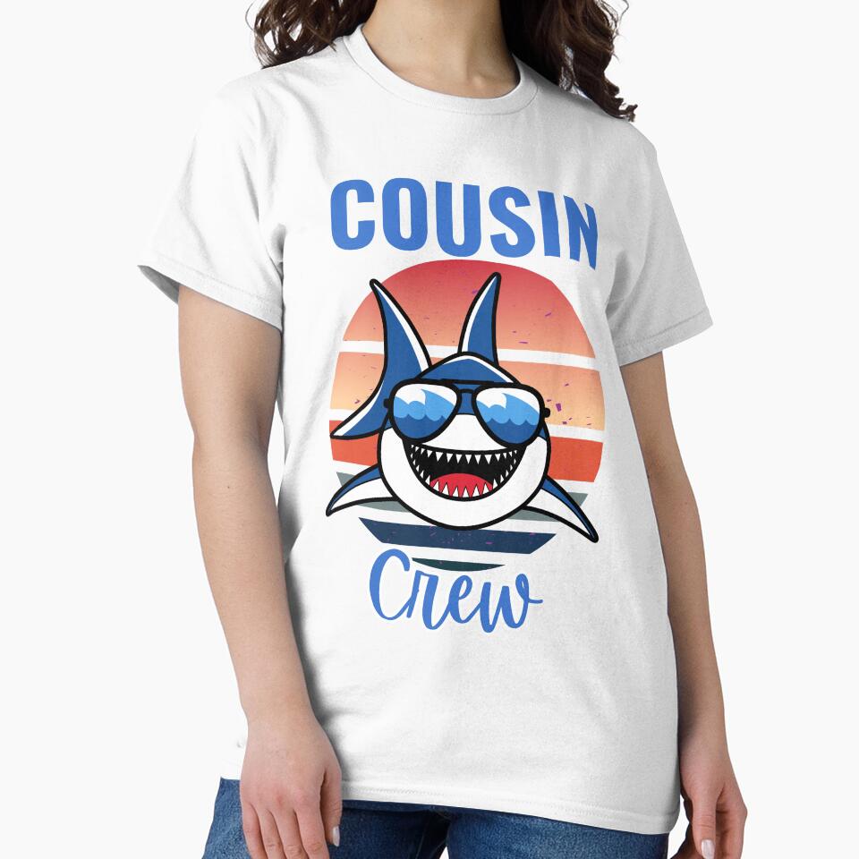 Vintage Cousin Crew Shark Lovers Family Reunion Summer Beach Trip - Family Matching by thebest-2studio