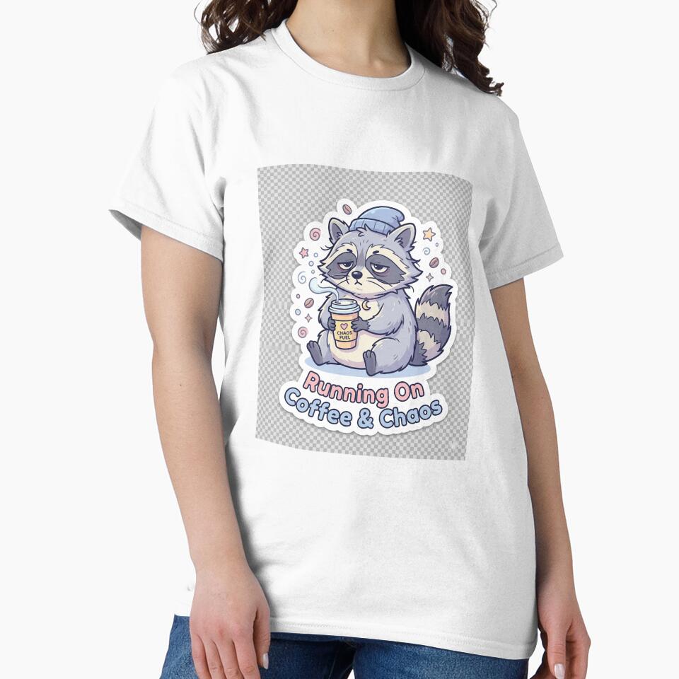 Running On Coffee and Chaos Sleepy Raccoon Sticker by R & K Fashions