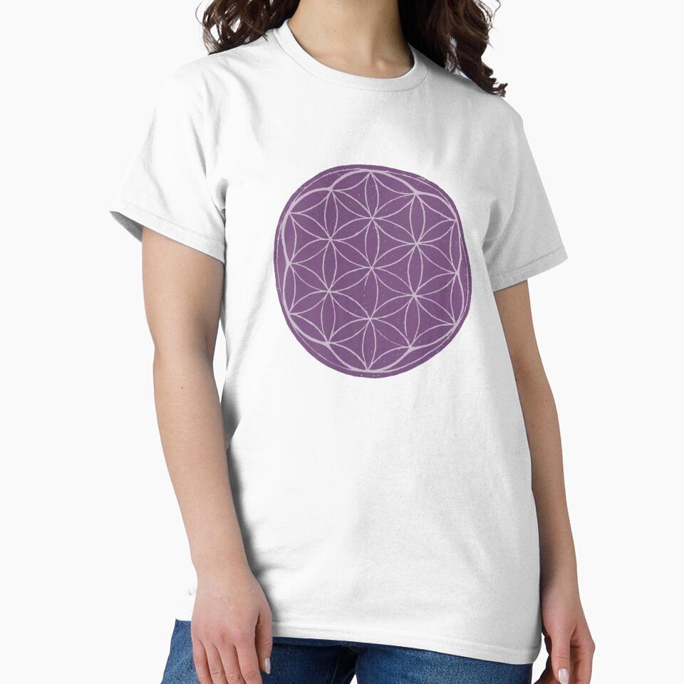 Flower of Life Linocut - Plum + Dust by Irene Estelle