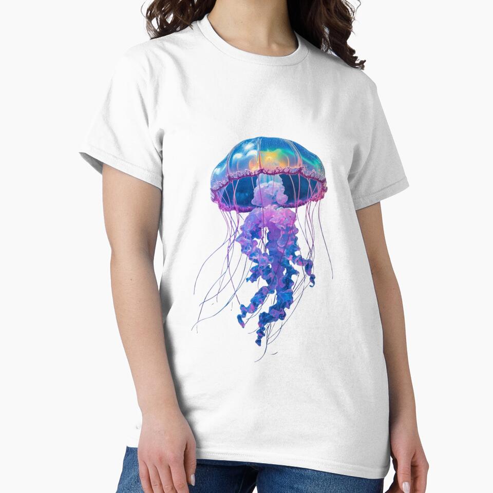 Glowing Neon Jellyfish in Deep Ocean by AchraffPrint