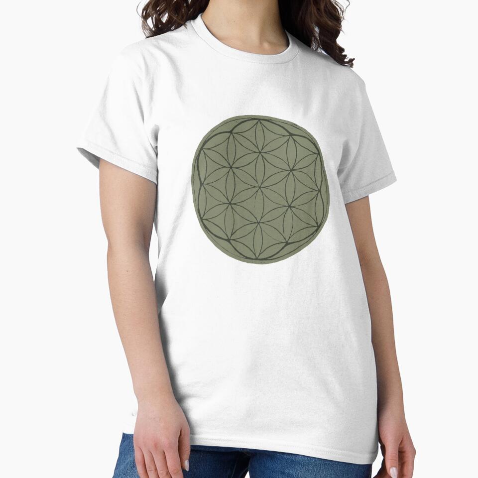 Flower of Life Linocut - Sage + Pine by Irene Estelle