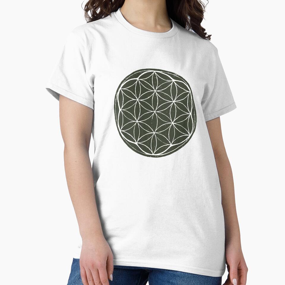 Flower of Life Linocut - Pine + Snow by Irene Estelle