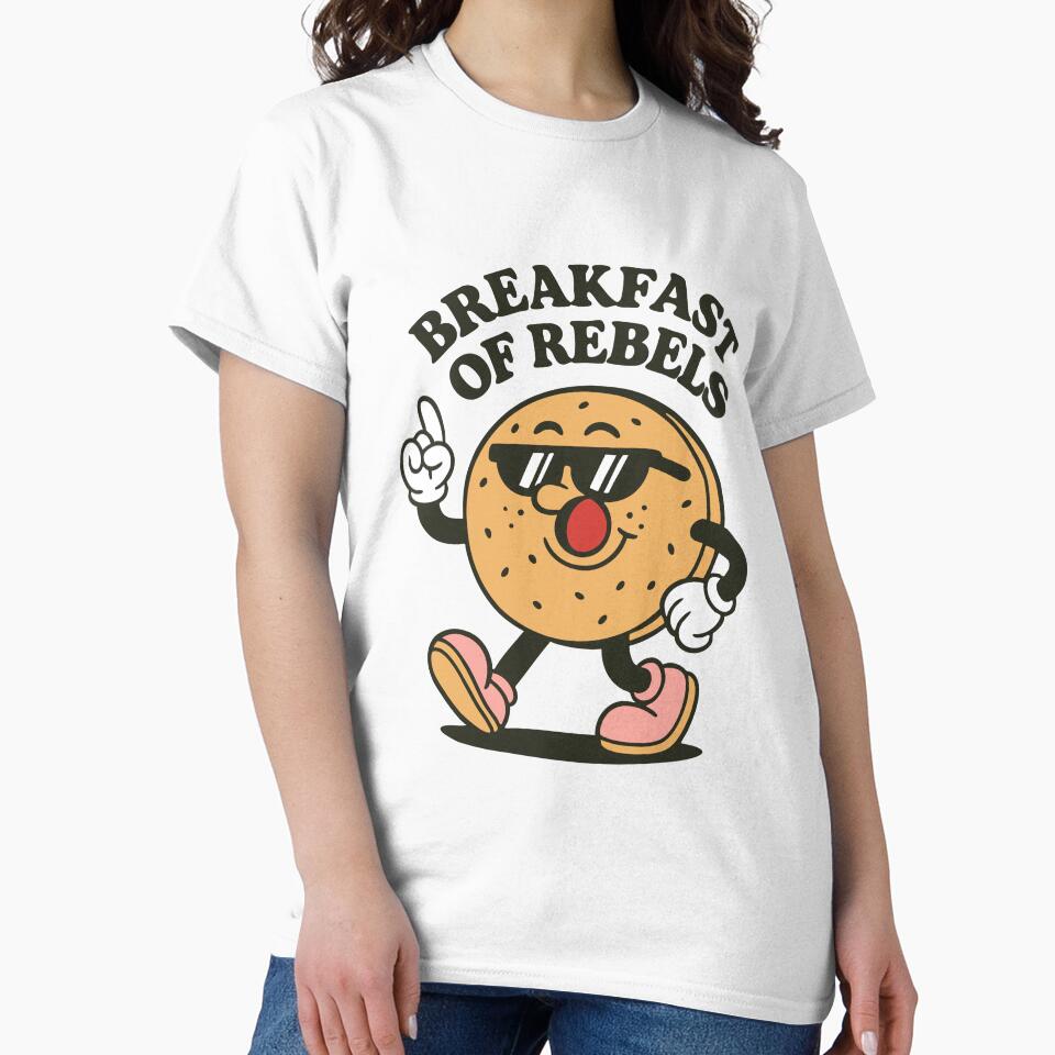Breakfast of Rebels | Funny Retro Bagel Character Cartoon Design by JOOKDesign