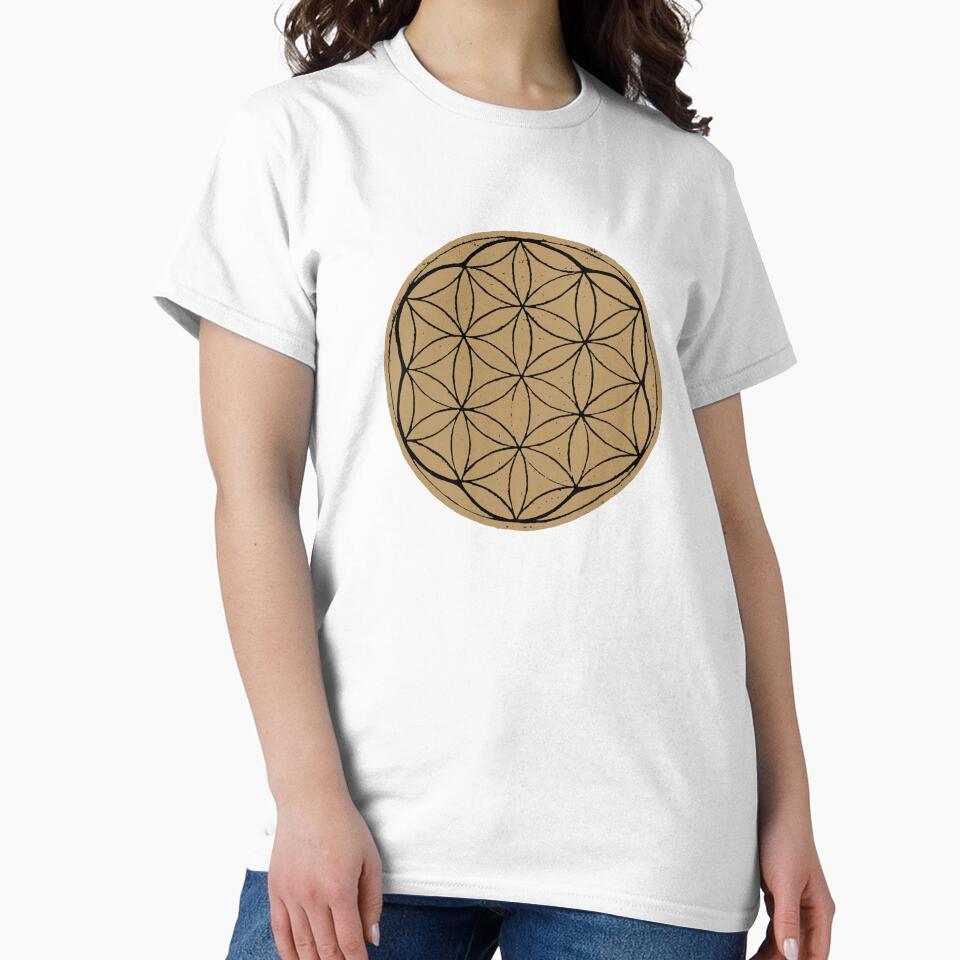 Flower of Life Linocut - Fawn + Coal by Irene Estelle