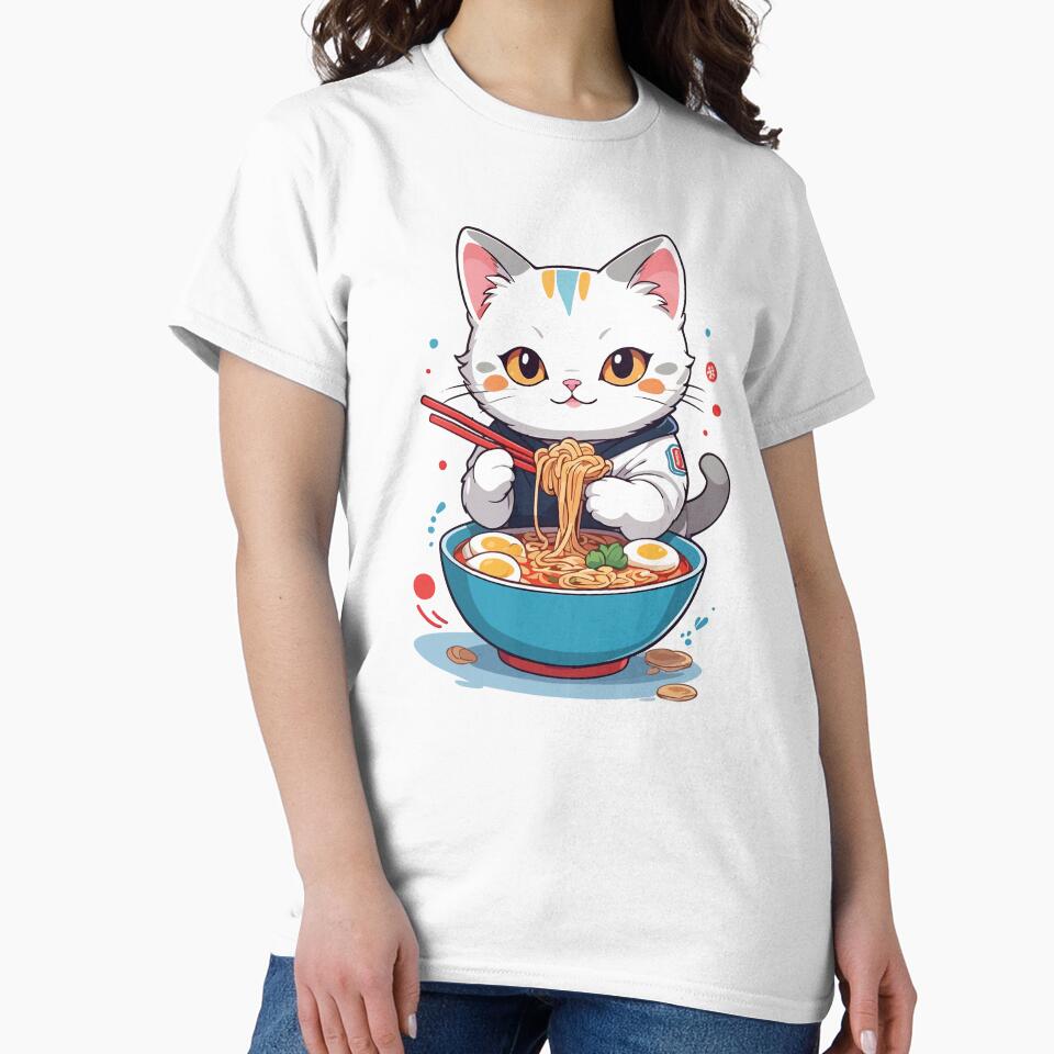 Cute Kawaii Cat Eating Ramen by BaliChili