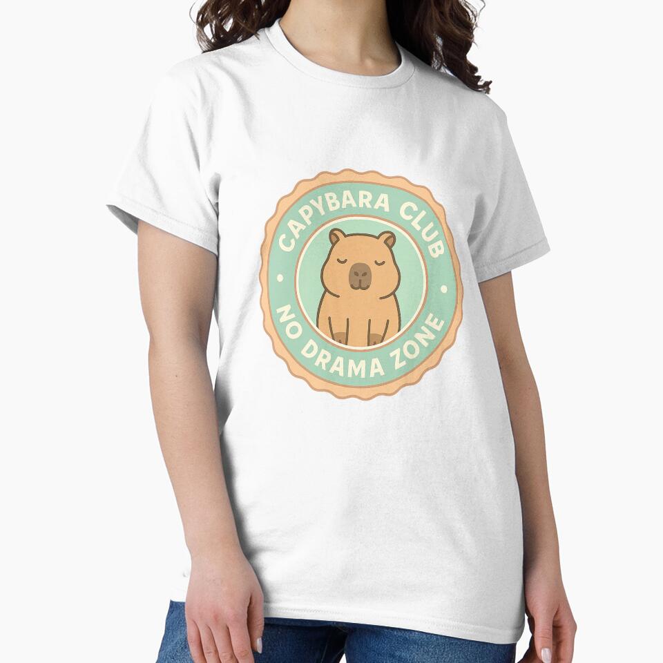 Capybara Club – No Drama Zone | Cute Chill Animal Badge by Softly Studio