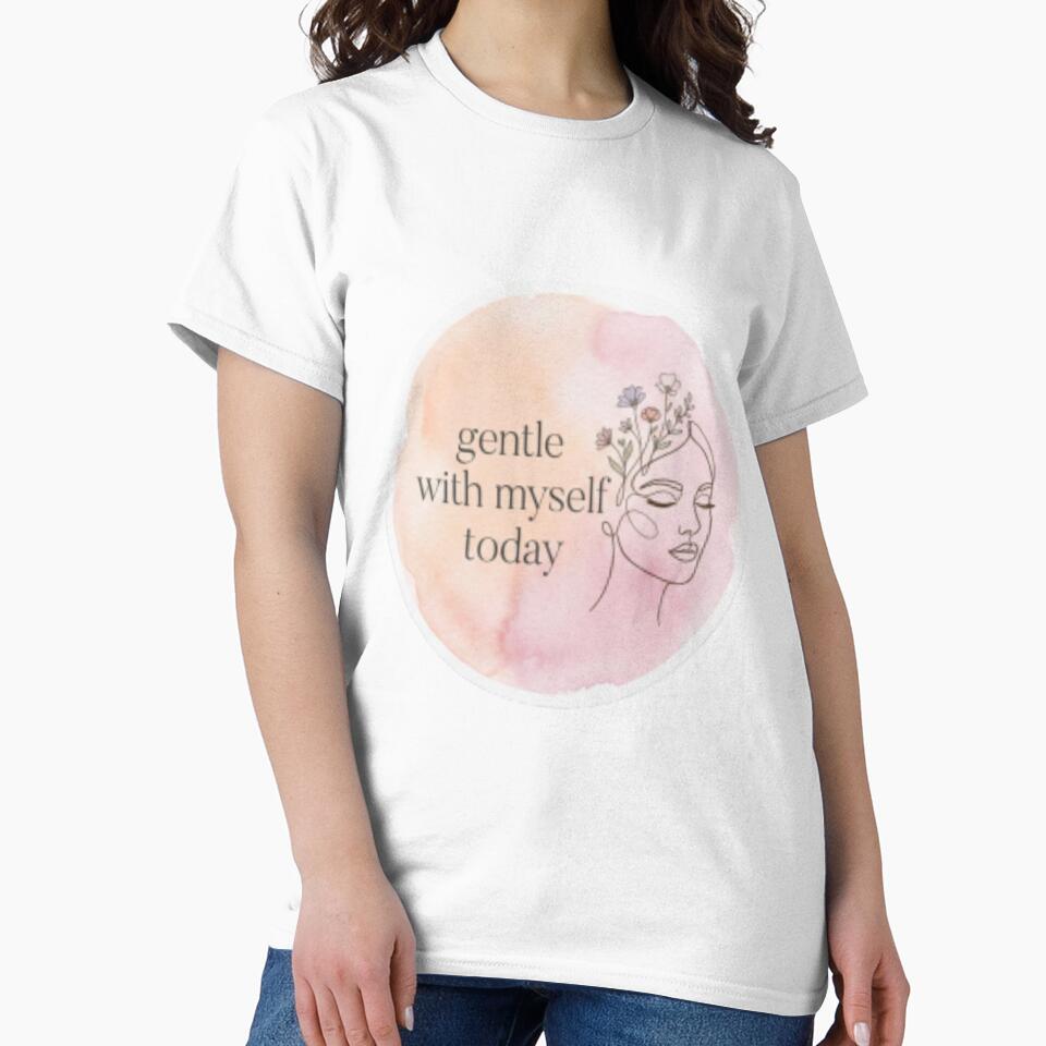 Gentle With Myself Today – Self Care Mindfulness Typography Design by CosmicQuietStudio