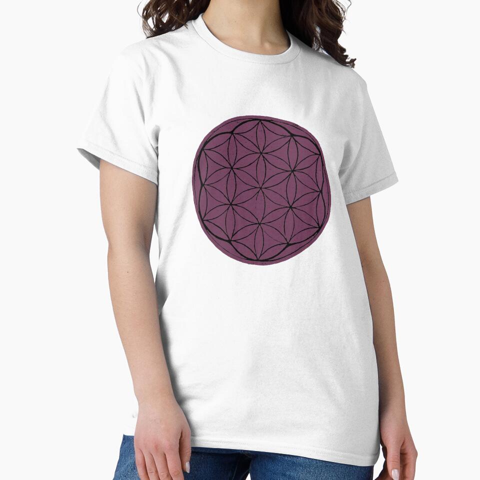 Flower of Life Linocut - Beet + Coal by Irene Estelle