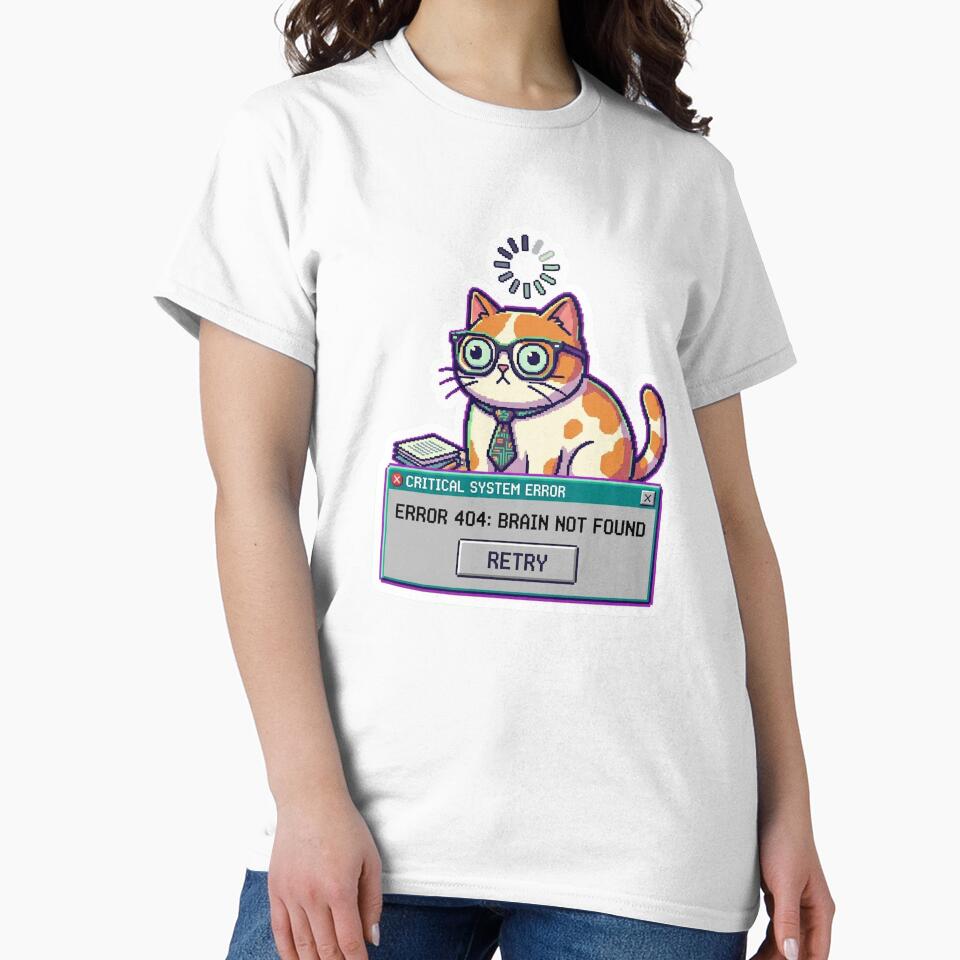 Error 404 Brain Not Found Pixel Art Cat Sticker by Cat Meme Fund