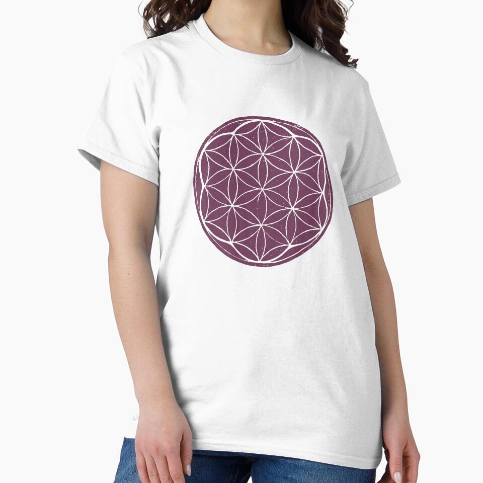 Flower of Life Linocut - Beet + Snow by Irene Estelle